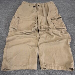 Vintage Baggy Cargo Pant Men Large Khaki Tan Wide Leg Y2K Zonz Drawstring